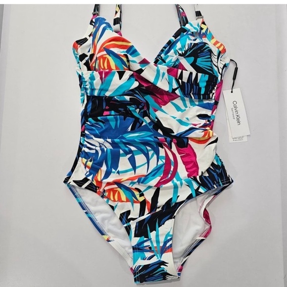 NWT Calvin Klein Twist Front Tummy Control One Piece Size 6 - Picture 3 of 6